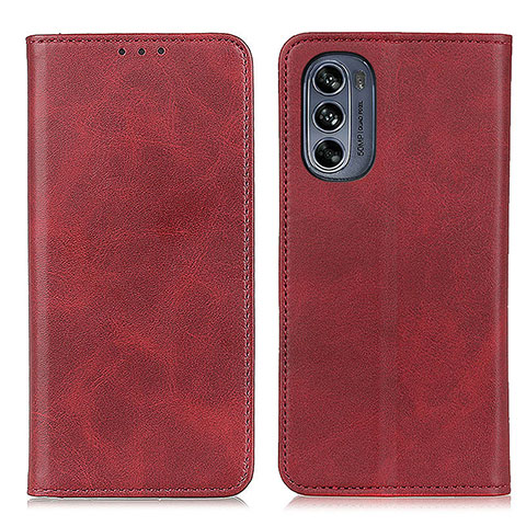 Custodia Portafoglio In Pelle Cover con Supporto A02D per Motorola Moto G62 5G Rosso