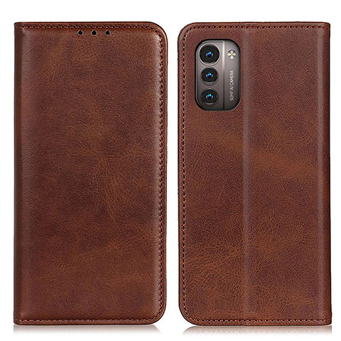 Custodia Portafoglio In Pelle Cover con Supporto A02D per Nokia G21 Marrone
