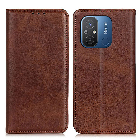 Custodia Portafoglio In Pelle Cover con Supporto A02D per Xiaomi Poco C55 Marrone
