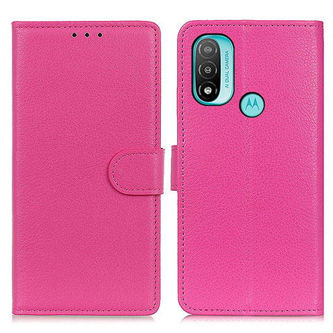 Custodia Portafoglio In Pelle Cover con Supporto A03D per Motorola Moto E20 Rosa Caldo