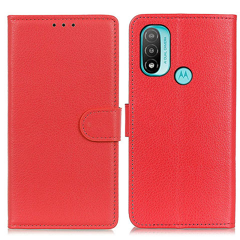 Custodia Portafoglio In Pelle Cover con Supporto A03D per Motorola Moto E20 Rosso