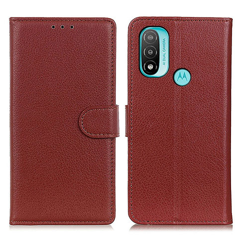 Custodia Portafoglio In Pelle Cover con Supporto A03D per Motorola Moto E40 Marrone