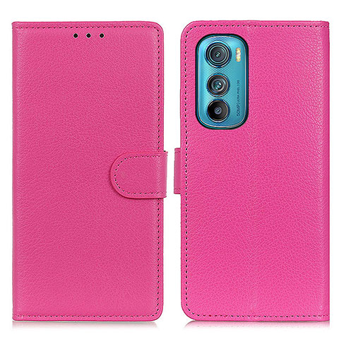 Custodia Portafoglio In Pelle Cover con Supporto A03D per Motorola Moto Edge 30 5G Rosa Caldo