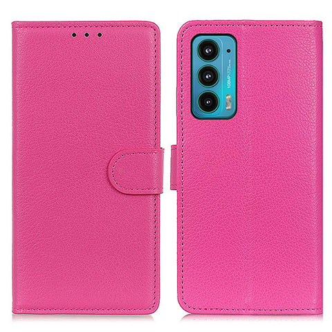 Custodia Portafoglio In Pelle Cover con Supporto A03D per Motorola Moto Edge Lite 5G Rosa Caldo