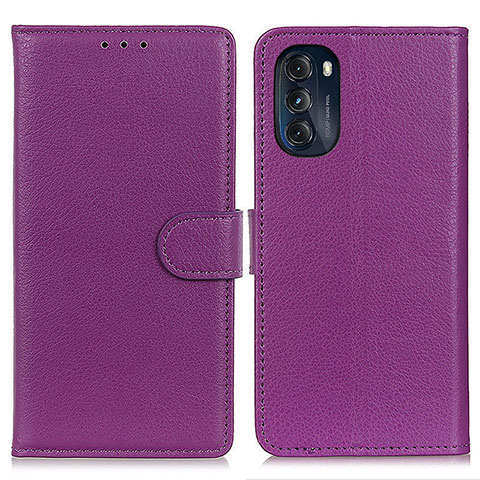 Custodia Portafoglio In Pelle Cover con Supporto A03D per Motorola Moto G 5G (2022) Viola