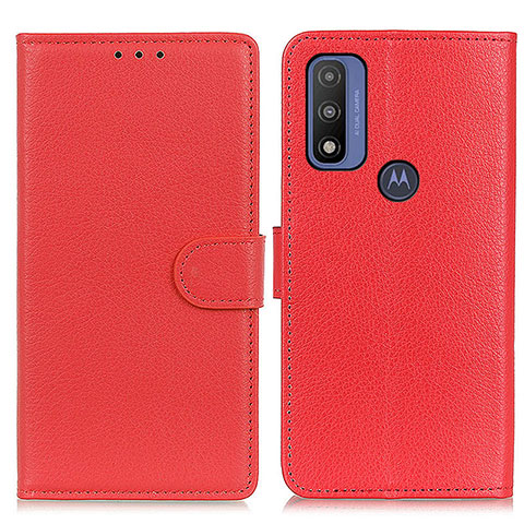 Custodia Portafoglio In Pelle Cover con Supporto A03D per Motorola Moto G Pure Rosso
