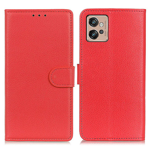 Custodia Portafoglio In Pelle Cover con Supporto A03D per Motorola Moto G32 Rosso