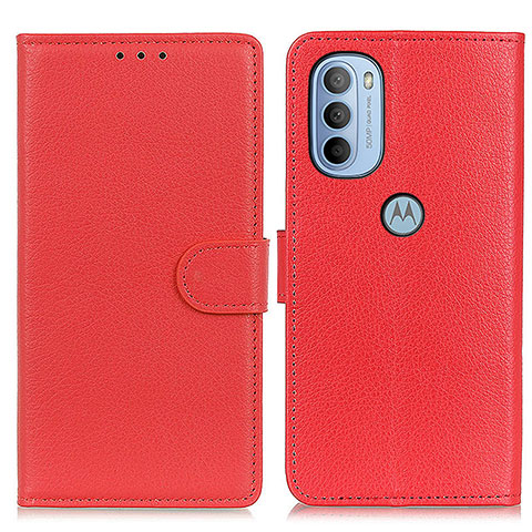 Custodia Portafoglio In Pelle Cover con Supporto A03D per Motorola Moto G41 Rosso
