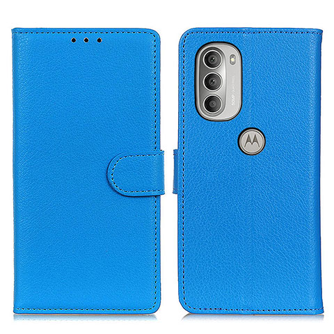 Custodia Portafoglio In Pelle Cover con Supporto A03D per Motorola Moto G51 5G Cielo Blu