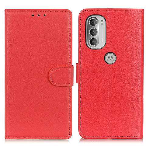 Custodia Portafoglio In Pelle Cover con Supporto A03D per Motorola Moto G51 5G Rosso