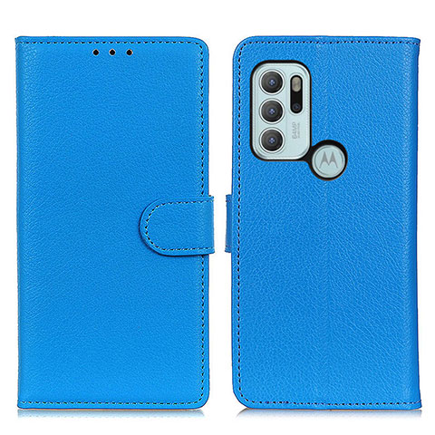 Custodia Portafoglio In Pelle Cover con Supporto A03D per Motorola Moto G60s Cielo Blu