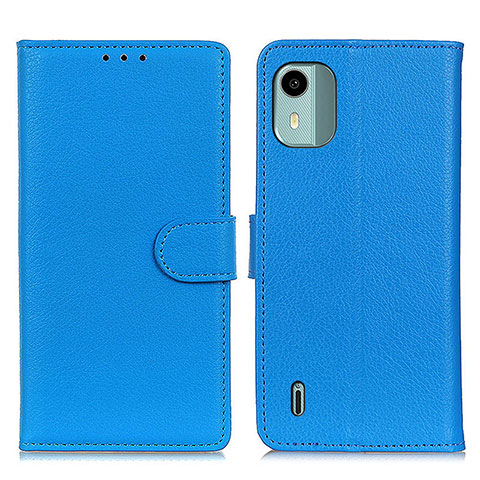 Custodia Portafoglio In Pelle Cover con Supporto A03D per Nokia C12 Cielo Blu