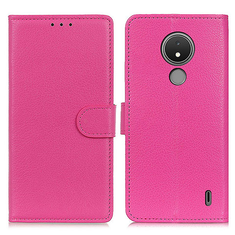Custodia Portafoglio In Pelle Cover con Supporto A03D per Nokia C21 Rosa Caldo