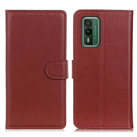 Custodia Portafoglio In Pelle Cover con Supporto A03D per Nokia XR21 Marrone