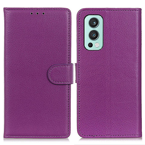 Custodia Portafoglio In Pelle Cover con Supporto A03D per OnePlus Nord 2 5G Viola