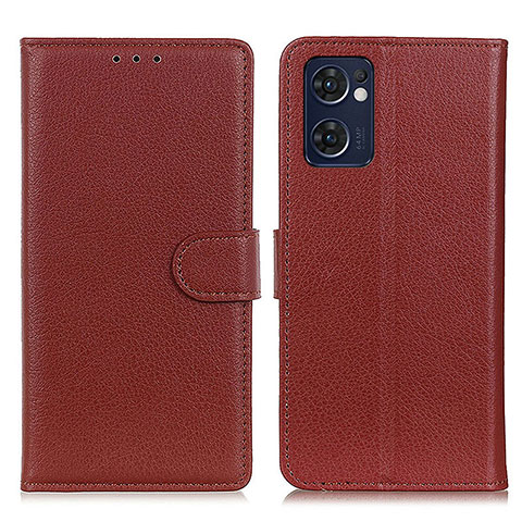 Custodia Portafoglio In Pelle Cover con Supporto A03D per Oppo Find X5 Lite 5G Marrone