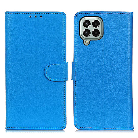 Custodia Portafoglio In Pelle Cover con Supporto A03D per Samsung Galaxy M33 5G Cielo Blu
