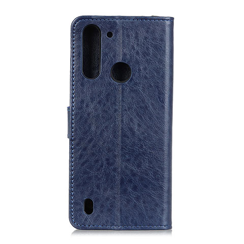 Custodia Portafoglio In Pelle Cover con Supporto A04D per Motorola Moto One Fusion Blu