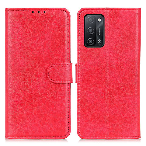 Custodia Portafoglio In Pelle Cover con Supporto A04D per Oppo A55 5G Rosso