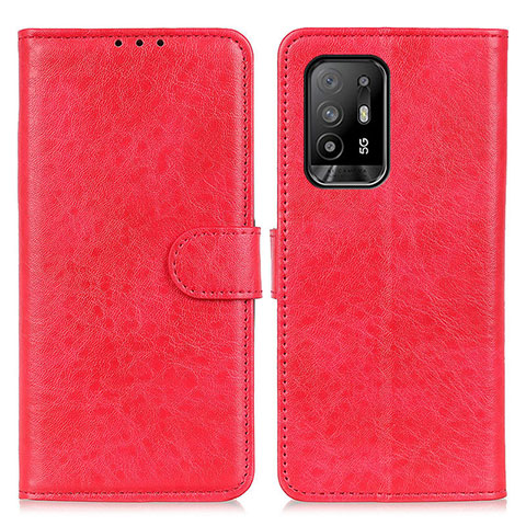 Custodia Portafoglio In Pelle Cover con Supporto A04D per Oppo F19 Pro+ Plus 5G Rosso