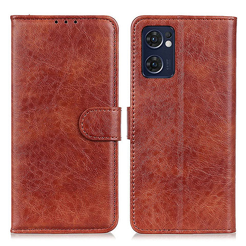 Custodia Portafoglio In Pelle Cover con Supporto A04D per Oppo Find X5 Lite 5G Marrone