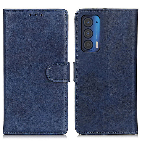 Custodia Portafoglio In Pelle Cover con Supporto A05D per Motorola Moto Edge (2021) 5G Blu