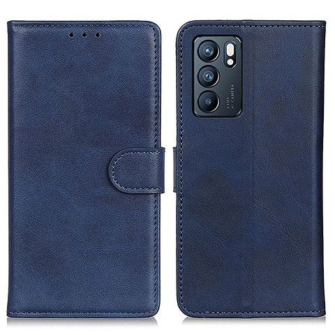 Custodia Portafoglio In Pelle Cover con Supporto A05D per Oppo Reno6 5G Blu