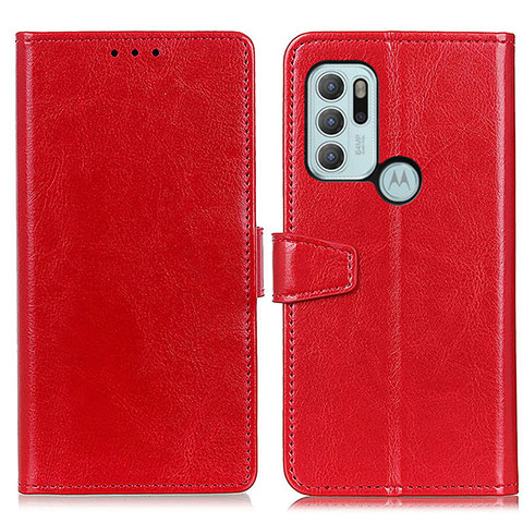 Custodia Portafoglio In Pelle Cover con Supporto A06D per Motorola Moto G60s Rosso