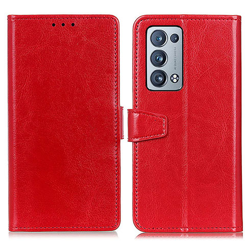 Custodia Portafoglio In Pelle Cover con Supporto A06D per Oppo Reno6 Pro 5G Rosso