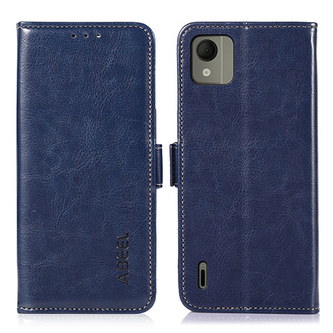 Custodia Portafoglio In Pelle Cover con Supporto A07D per Nokia C110 Blu