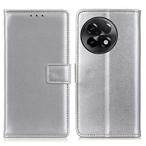 Custodia Portafoglio In Pelle Cover con Supporto A08D per OnePlus 11R 5G Argento