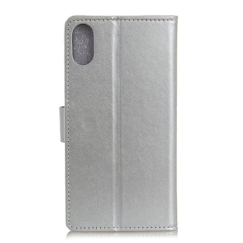 Custodia Portafoglio In Pelle Cover con Supporto A08D per Samsung Galaxy A01 Core Argento