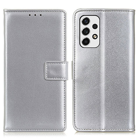 Custodia Portafoglio In Pelle Cover con Supporto A08D per Samsung Galaxy A53 5G Argento