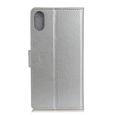 Custodia Portafoglio In Pelle Cover con Supporto A08D per Samsung Galaxy M01 Core Argento