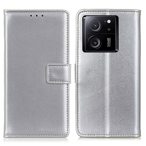 Custodia Portafoglio In Pelle Cover con Supporto A08D per Xiaomi Mi 13T 5G Argento