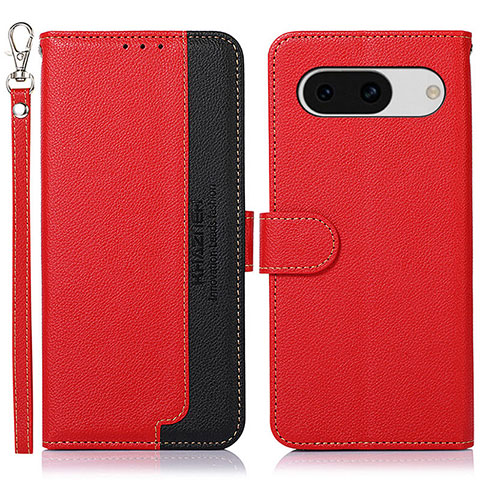 Custodia Portafoglio In Pelle Cover con Supporto A09D per Google Pixel 8a 5G Rosso