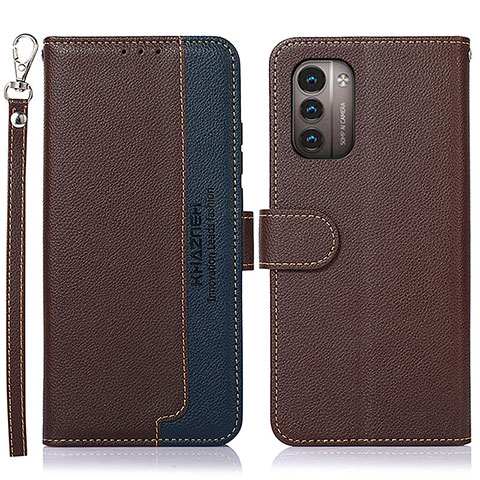 Custodia Portafoglio In Pelle Cover con Supporto A09D per Nokia G21 Marrone