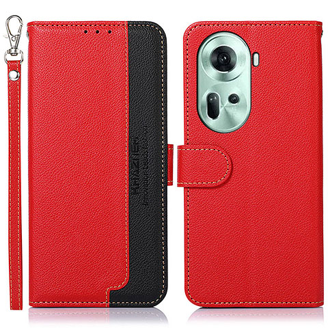 Custodia Portafoglio In Pelle Cover con Supporto A09D per Oppo Reno11 5G Rosso