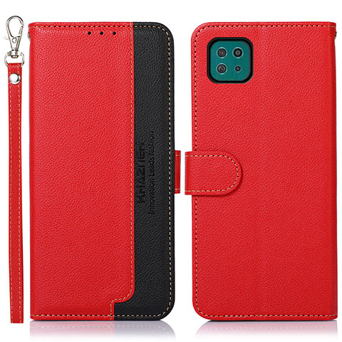 Custodia Portafoglio In Pelle Cover con Supporto A09D per Samsung Galaxy A22 5G Rosso