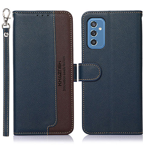 Custodia Portafoglio In Pelle Cover con Supporto A09D per Samsung Galaxy M52 5G Blu