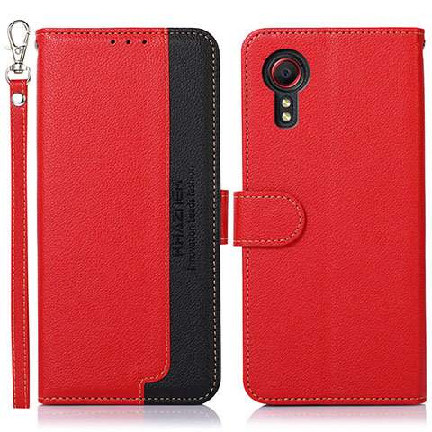 Custodia Portafoglio In Pelle Cover con Supporto A09D per Samsung Galaxy XCover 5 SM-G525F Rosso