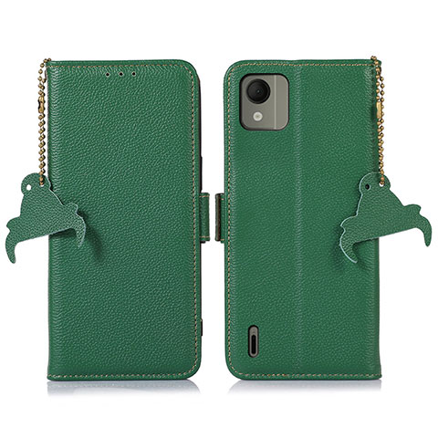 Custodia Portafoglio In Pelle Cover con Supporto A10D per Nokia C110 Verde