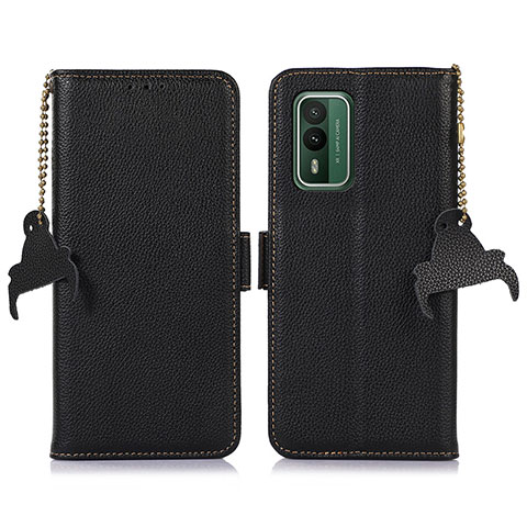 Custodia Portafoglio In Pelle Cover con Supporto A10D per Nokia XR21 Nero