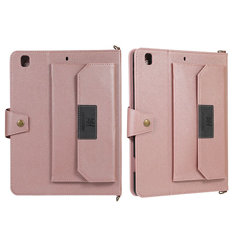 Custodia Portafoglio In Pelle Cover con Supporto AD2 per Apple iPad Air Oro Rosa
