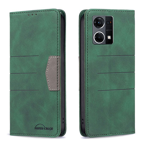 Custodia Portafoglio In Pelle Cover con Supporto B01F per Oppo F21 Pro 4G Verde