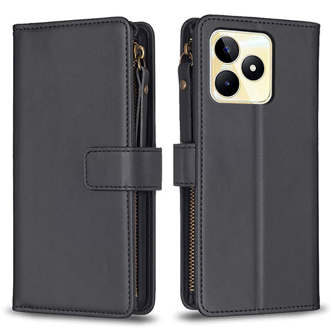 Custodia Portafoglio In Pelle Cover con Supporto B01F per Realme C67 Nero