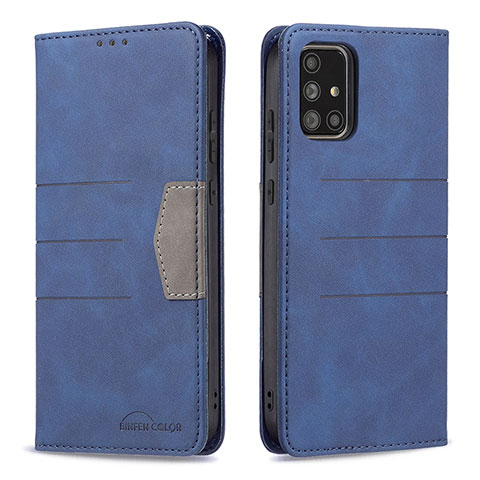 Custodia Portafoglio In Pelle Cover con Supporto B01F per Samsung Galaxy A71 4G A715 Blu