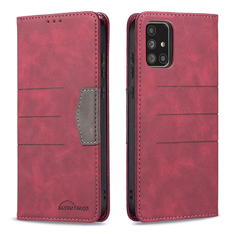 Custodia Portafoglio In Pelle Cover con Supporto B01F per Samsung Galaxy A71 4G A715 Rosso