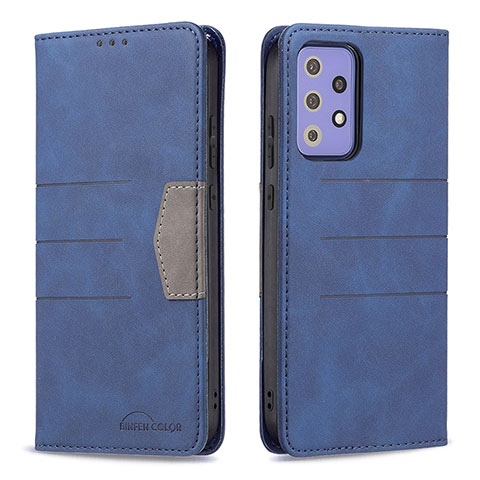 Custodia Portafoglio In Pelle Cover con Supporto B01F per Samsung Galaxy A72 5G Blu