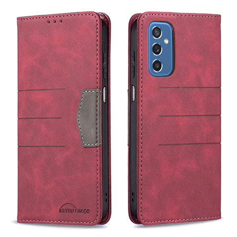 Custodia Portafoglio In Pelle Cover con Supporto B01F per Samsung Galaxy M52 5G Rosso